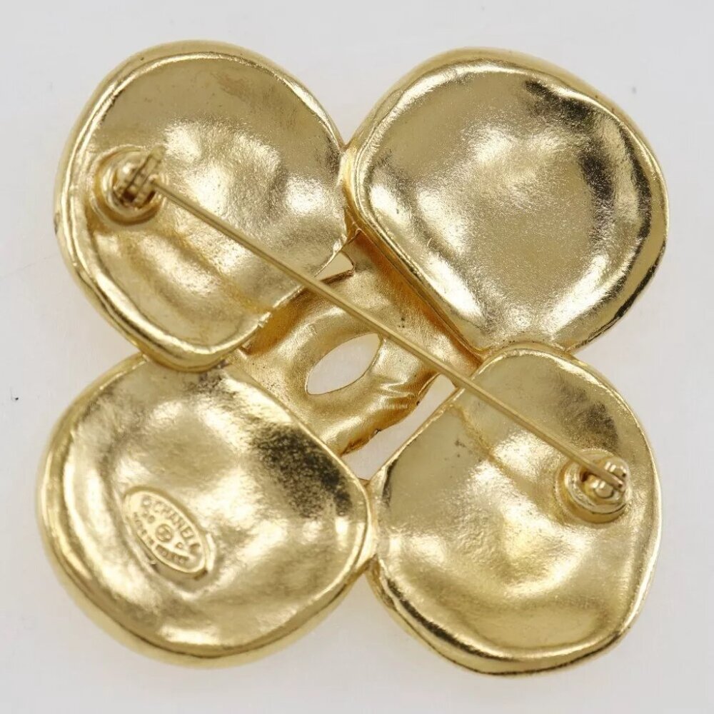 CHANEL Clover Brooch Plated Gold 28.8g Women - Picture 3 of 6
